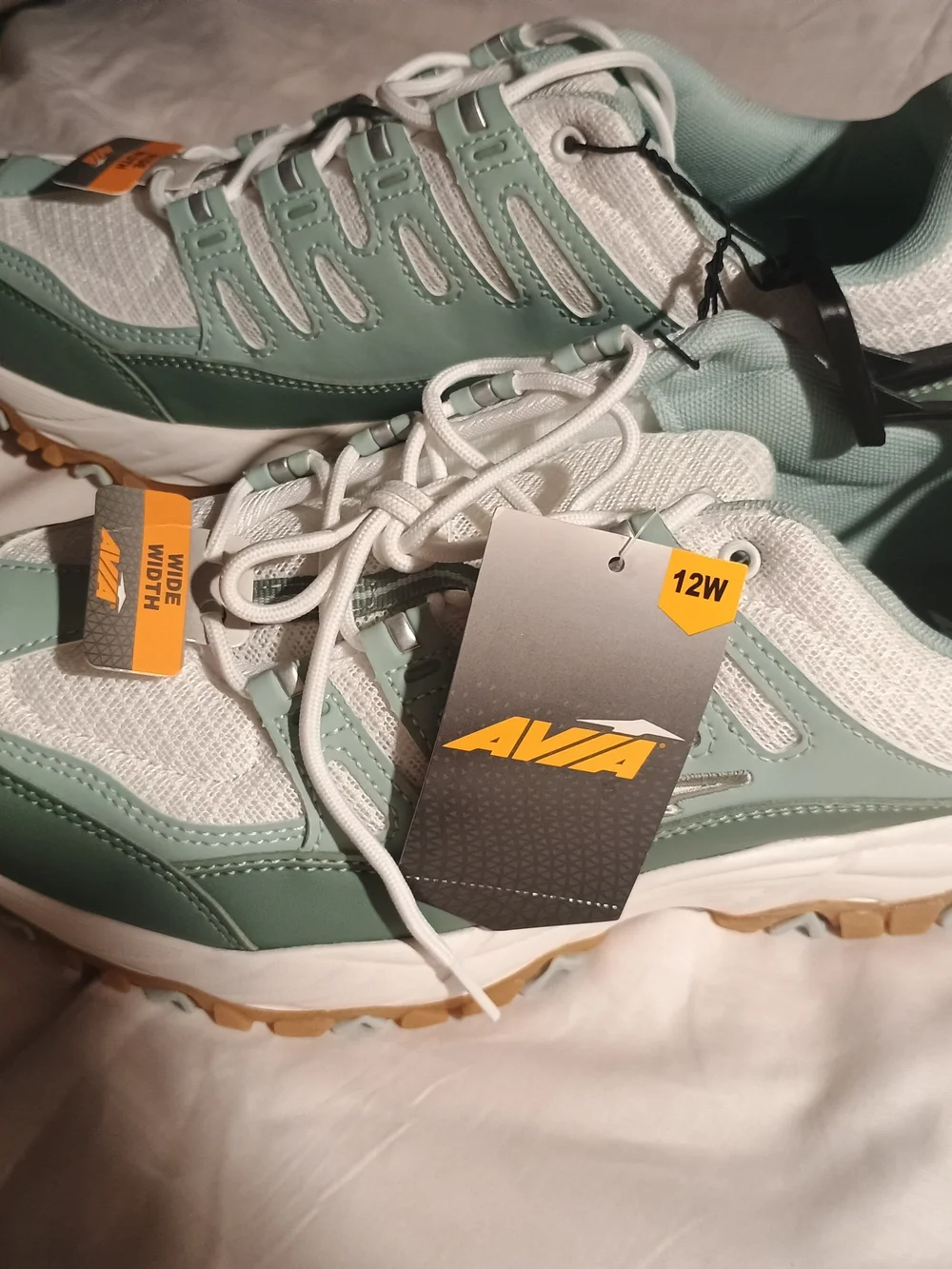 Avia Mint Green and White Wide-Width Athletic Sneakers